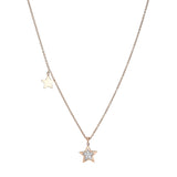 Double Star Diamond Necklace-rose gold 18K