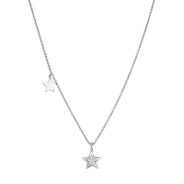 Double Star Diamond Necklace whie gold 18K 