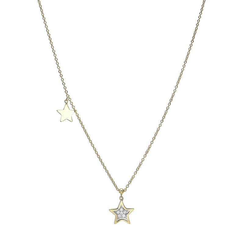 Double Star Diamond Necklace yellow gold 18K
