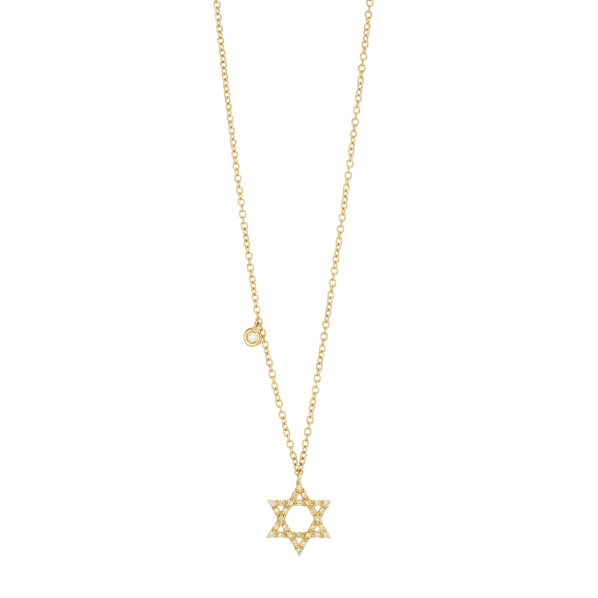 Diamond Star Of David Necklace 18K yellow  Gold
