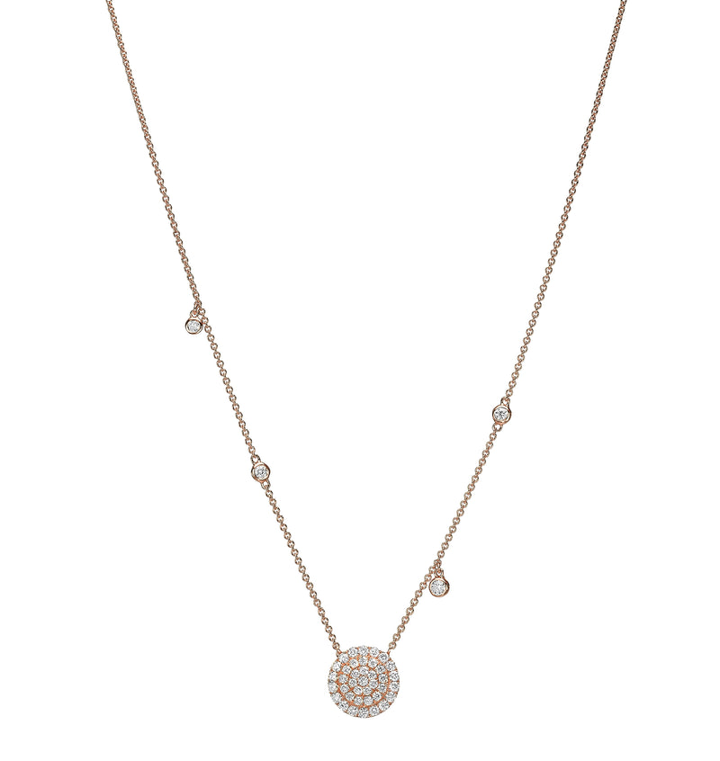 Multi Bezel Diamond Sun Necklace - Rose gold 18K