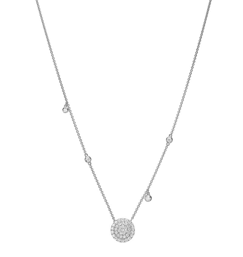 Multi Bezel Diamond Sun Necklace - White gold 18K