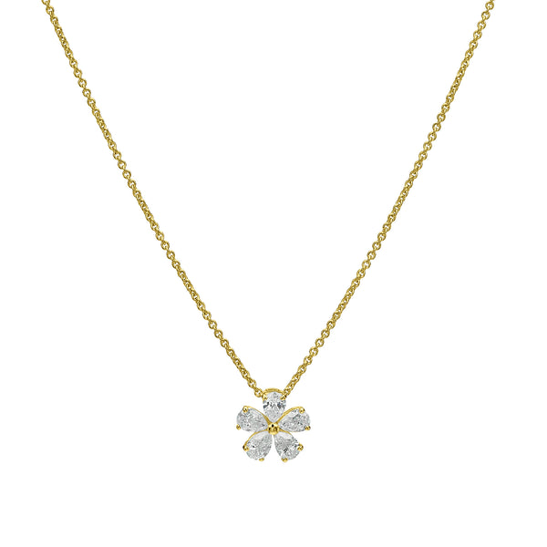 Mini Diamond Flower Necklace yellow 18k