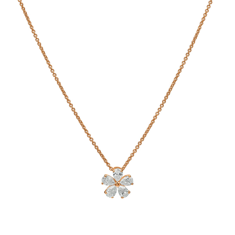 Mini Diamond Flower Necklace rose gold 18k