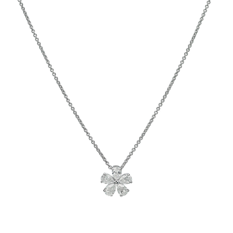 Mini Diamond Flower Necklace white gold