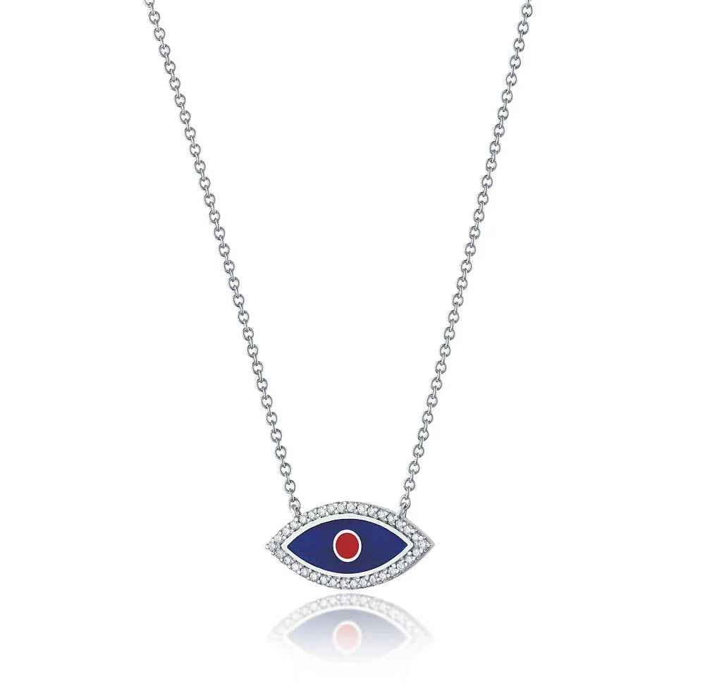 Enamel Diamond Evil Eye Necklace