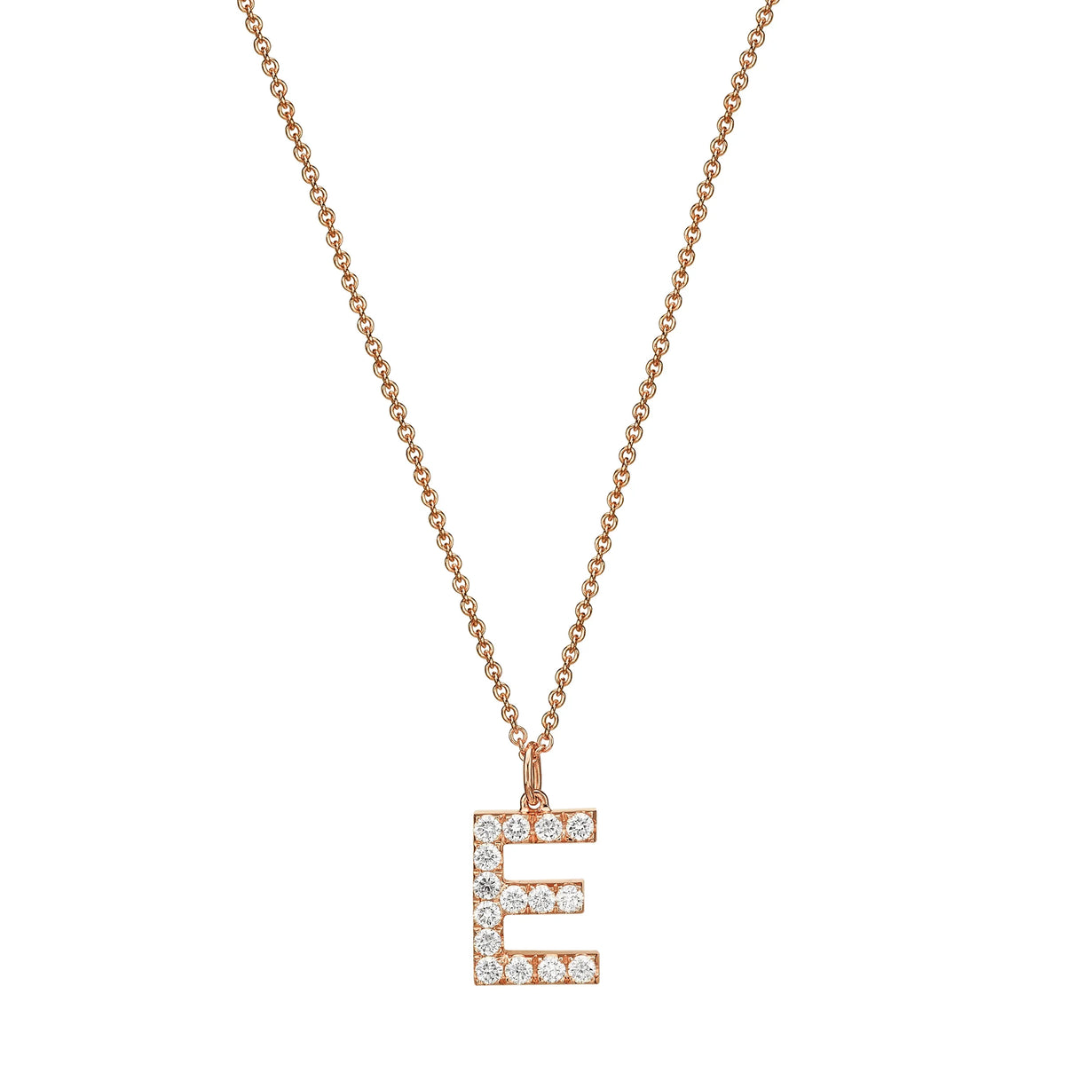Large diamond initial 18K rose Gold