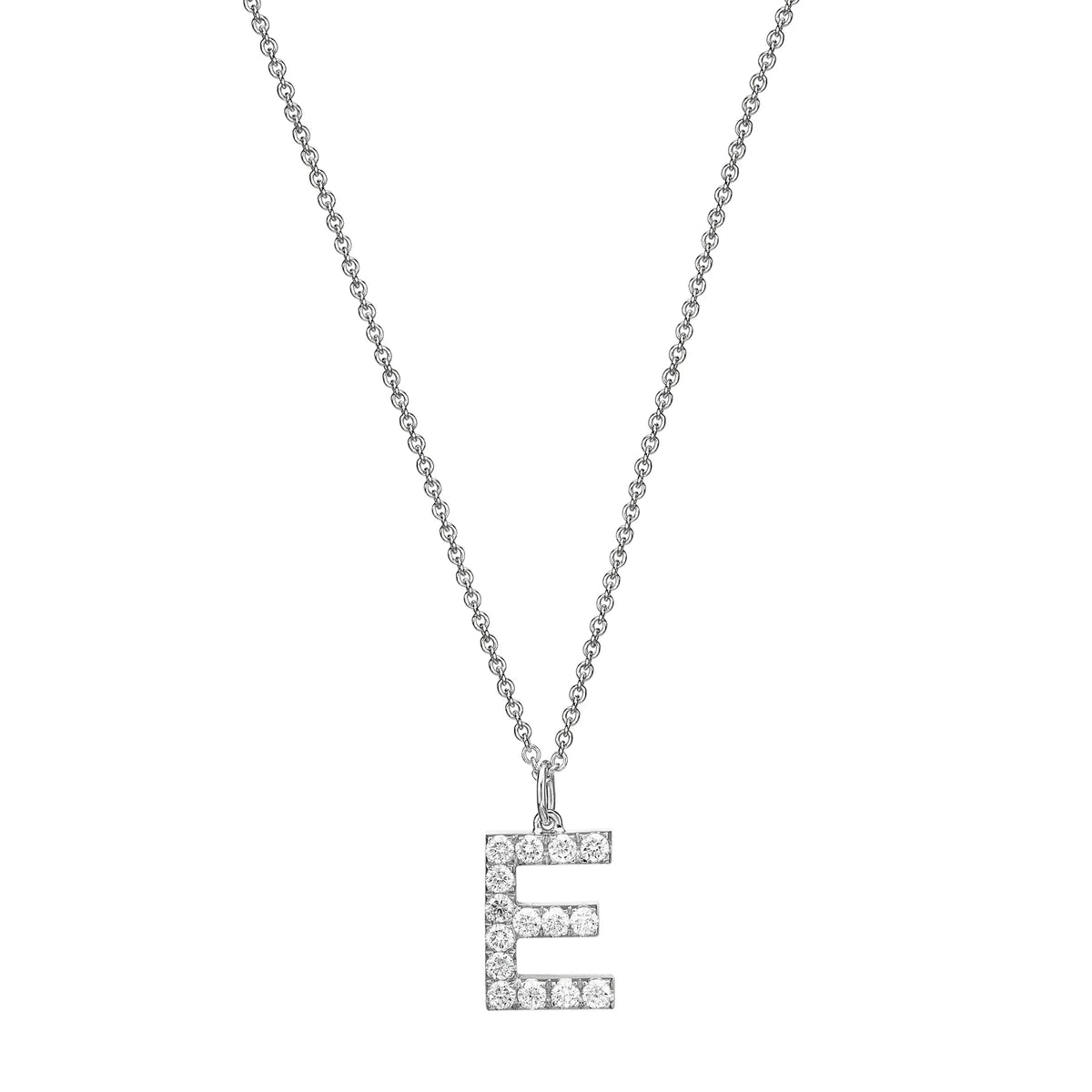 Large diamond initial 18K white Gold