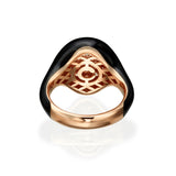 Black Enamel Diamond Signet Ring