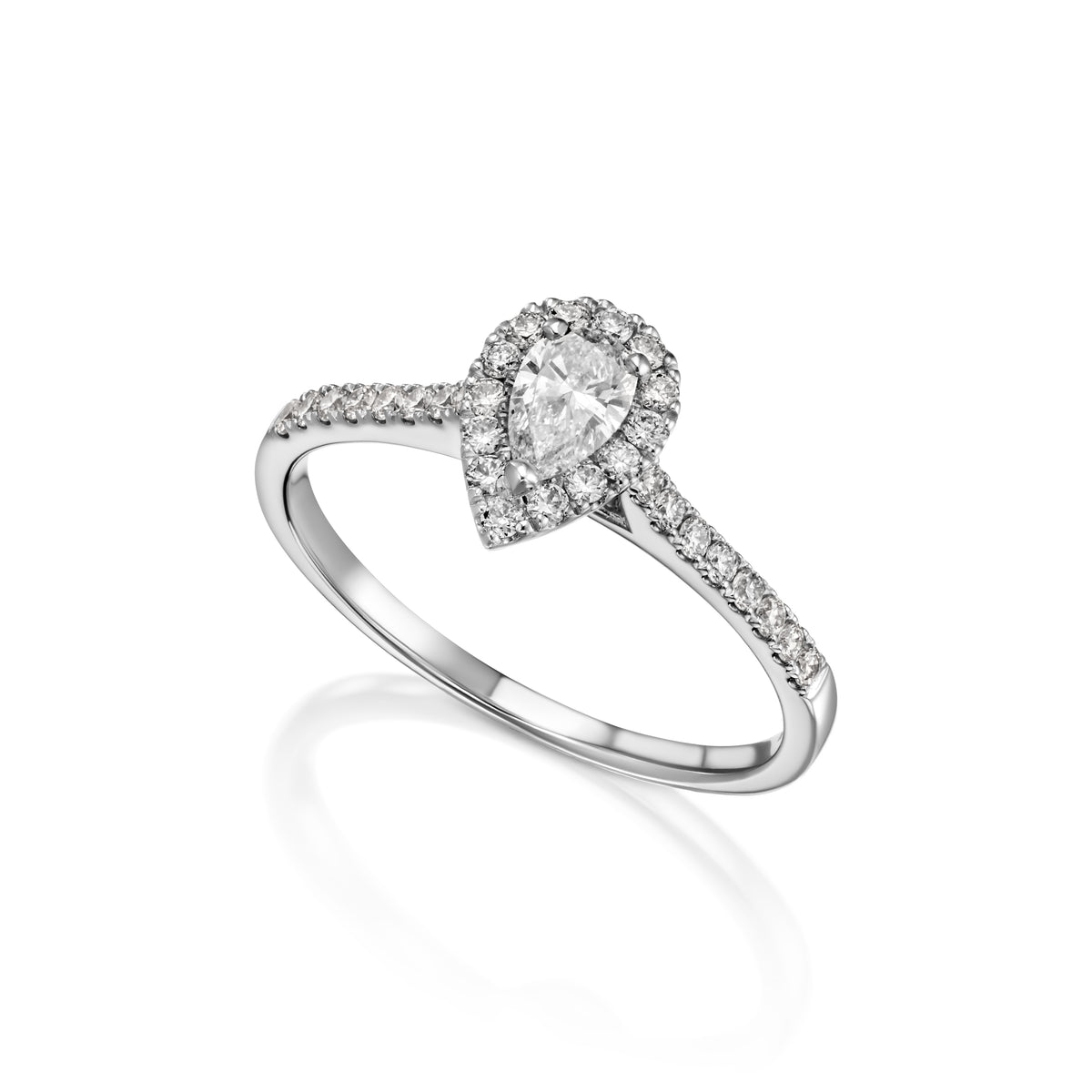   Pear Shape Diamond Halo Ring white gold 18K