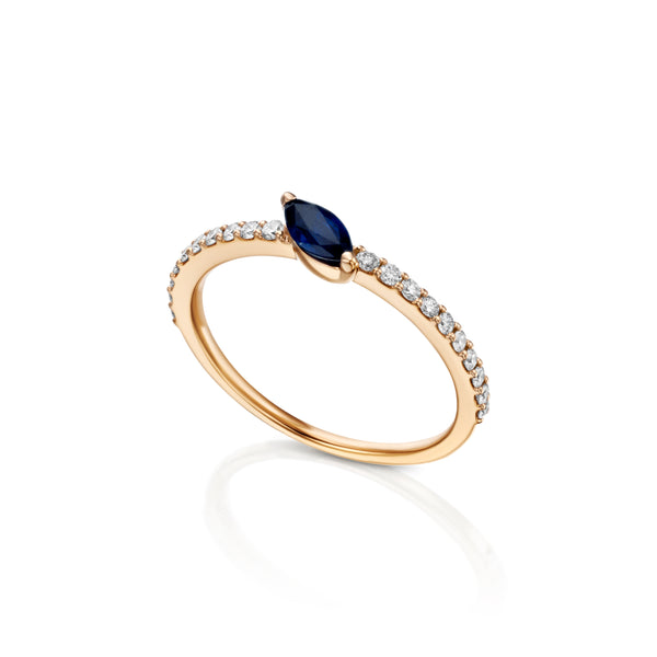 Marquise Sapphire And Diamond Ring rose gold