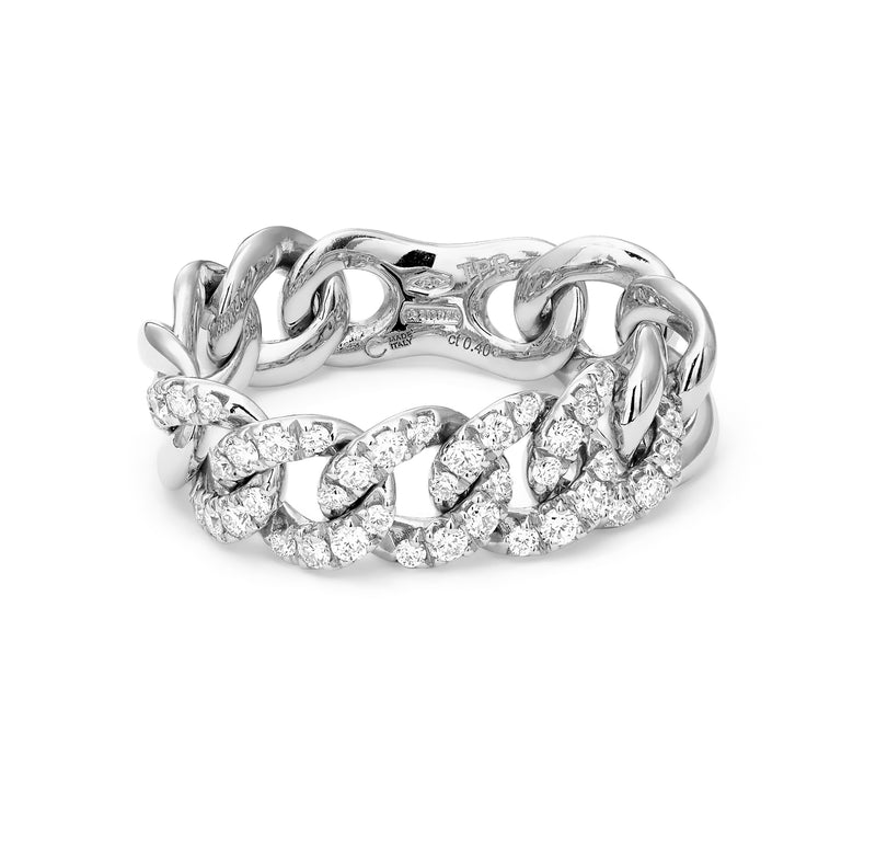 Pave Full Set Diamond Chain Link Ring