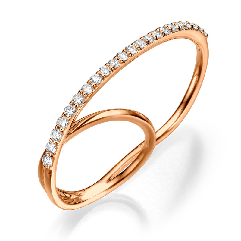 Double Finger Ring with Single line setting
