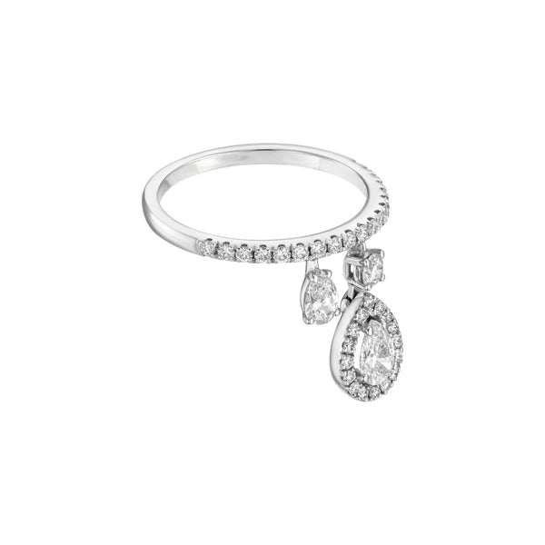 Moving Pear-Shaped Diamond Ring side view 18K