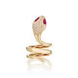 Snake Ring with rubies standing