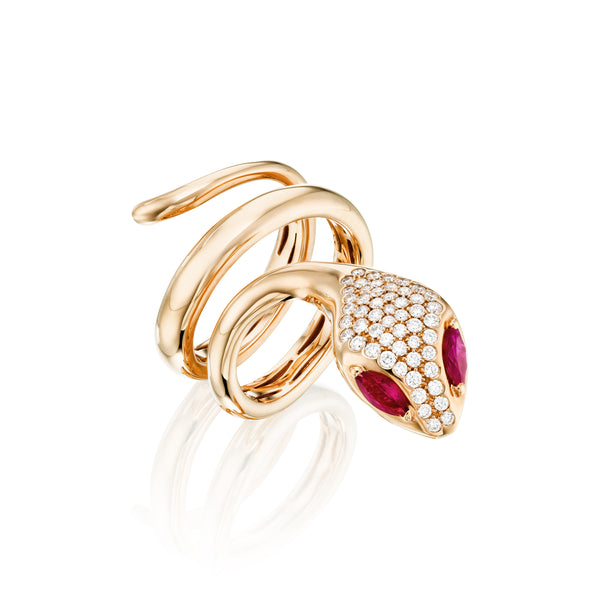 Snake Ring with rubies