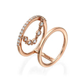 Double Band Ring with Dancing Diamond Chain rose gold 18K