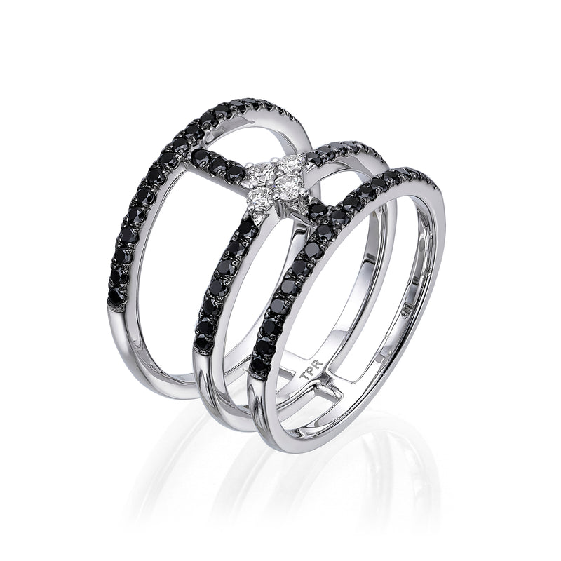 Black And White Diamonds Minimalist Ring
