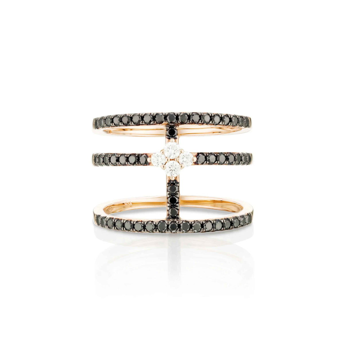 Black And White Diamonds Minimalist Ring