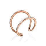 Open Double Band Diamond Ring Rose Gold 18K