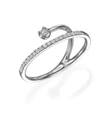 Diamond Band Illusion Ring with Floating Solitaire white gold 18K