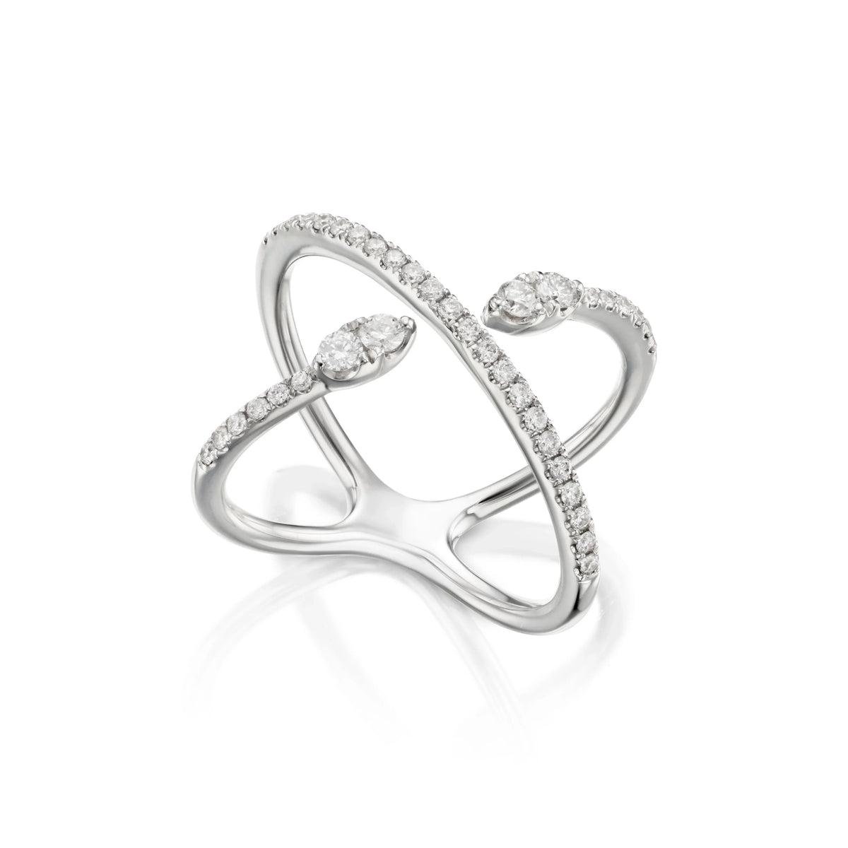 Pave Snake X Ring white gold