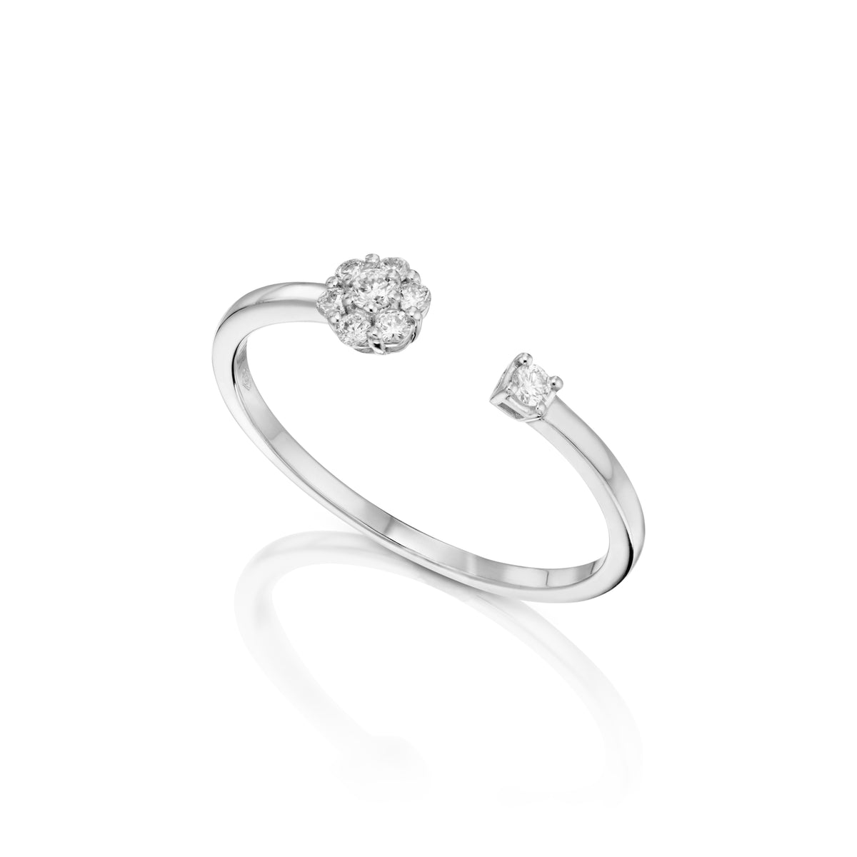 Open minimalist Flower Ring white gold