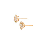 Packshot - Diamond Pave Flower Earrings rose gold 18K with pin, sideview