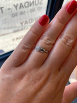 Lifestyle - Pave diamond heart ring on models finger 