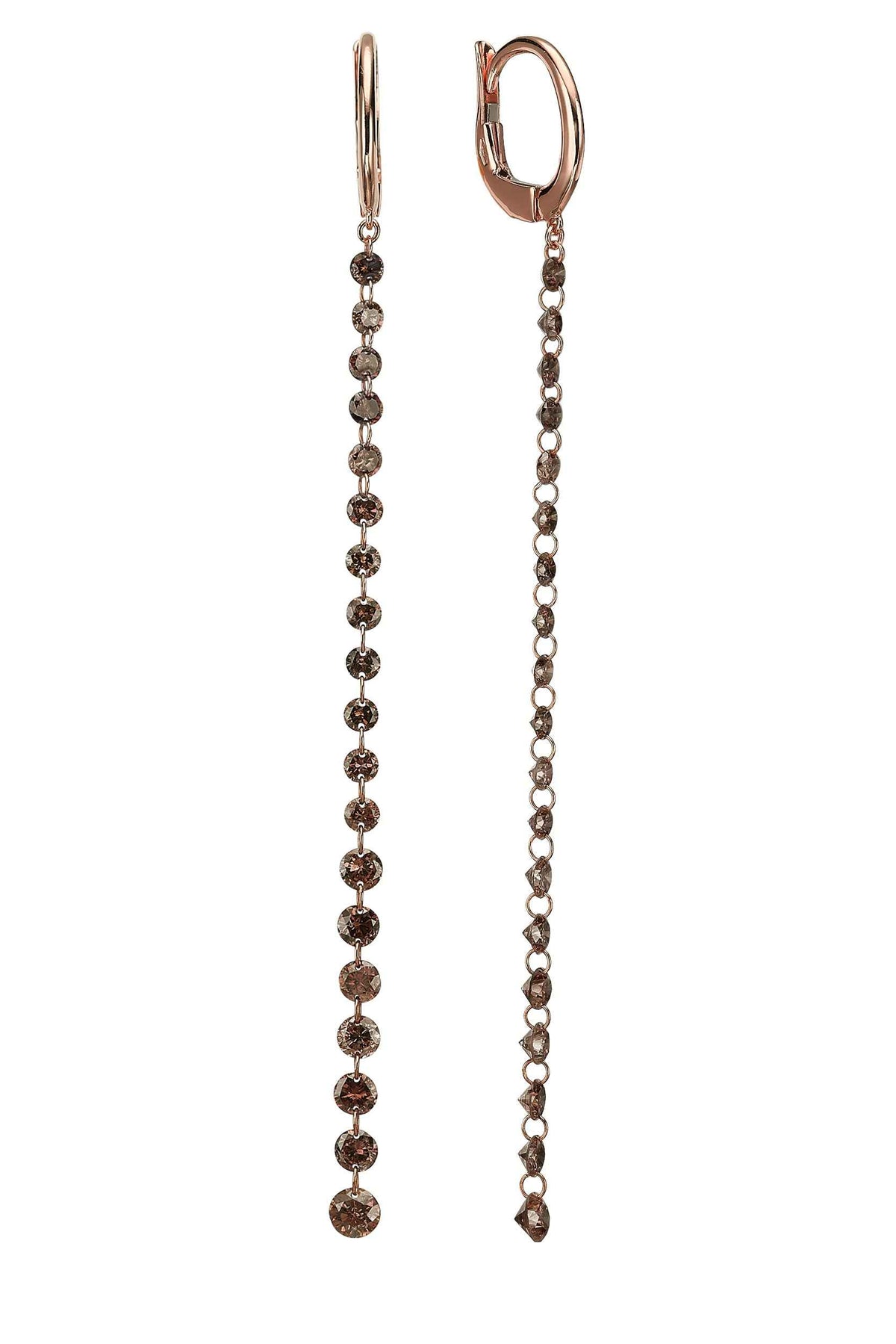 Brown Floating Diamond Chain Earrings