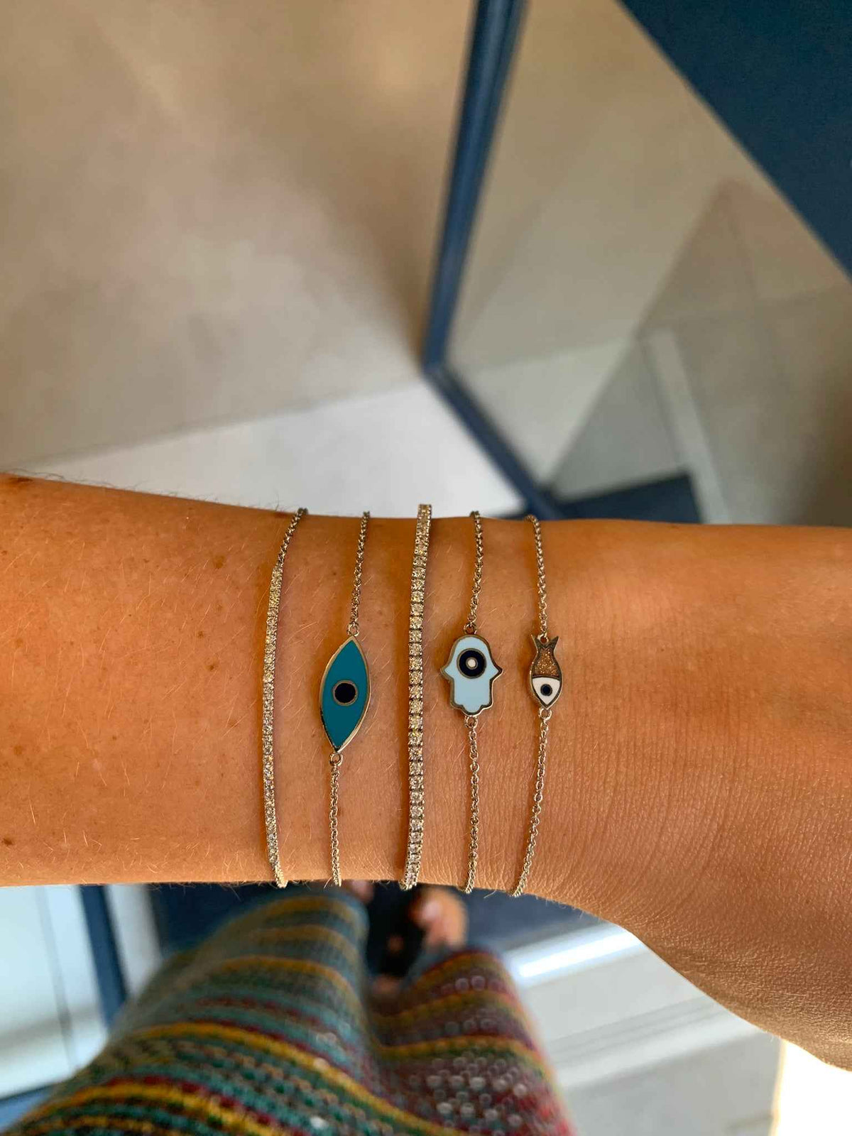 Enamel Protection Hamsa Hand 18K Gold Fine Jewelry