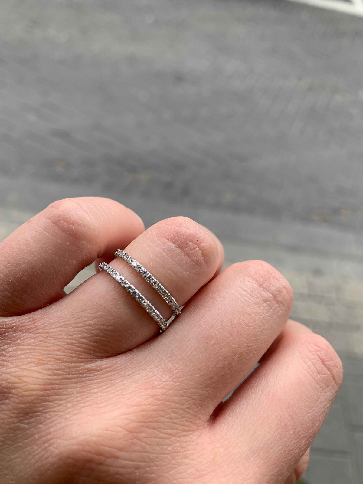 Tapered Double Band Diamond Ring