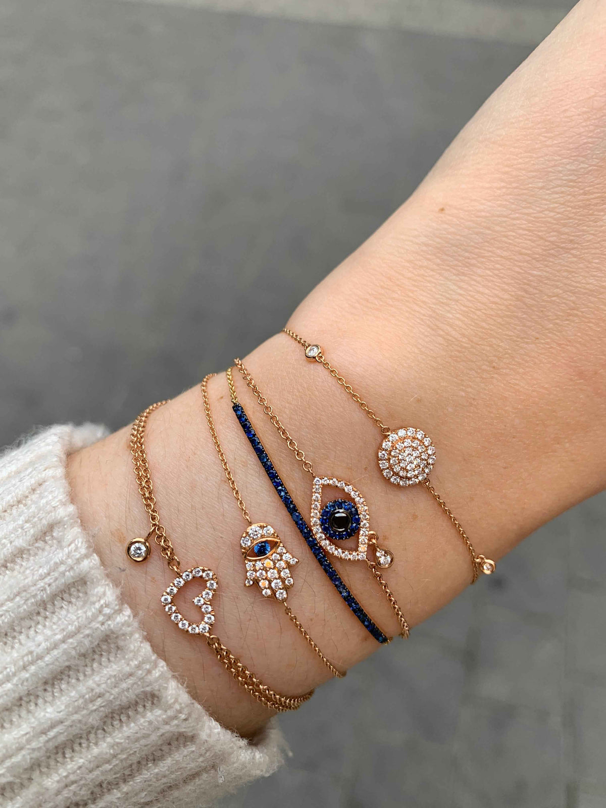 Diamond and Sapphire Hamsa bracelet