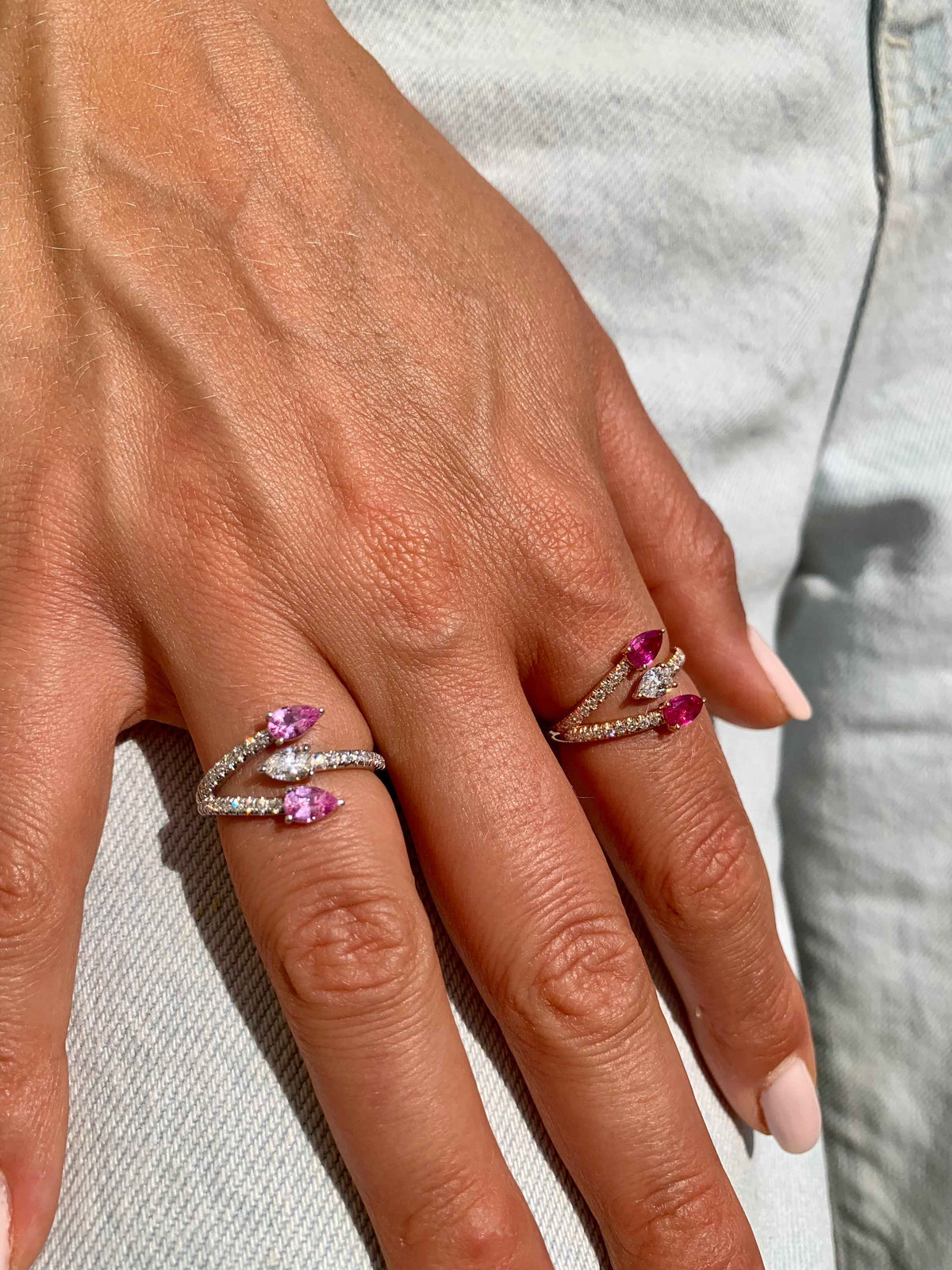 3 Pear-Shaped Rubies Ring