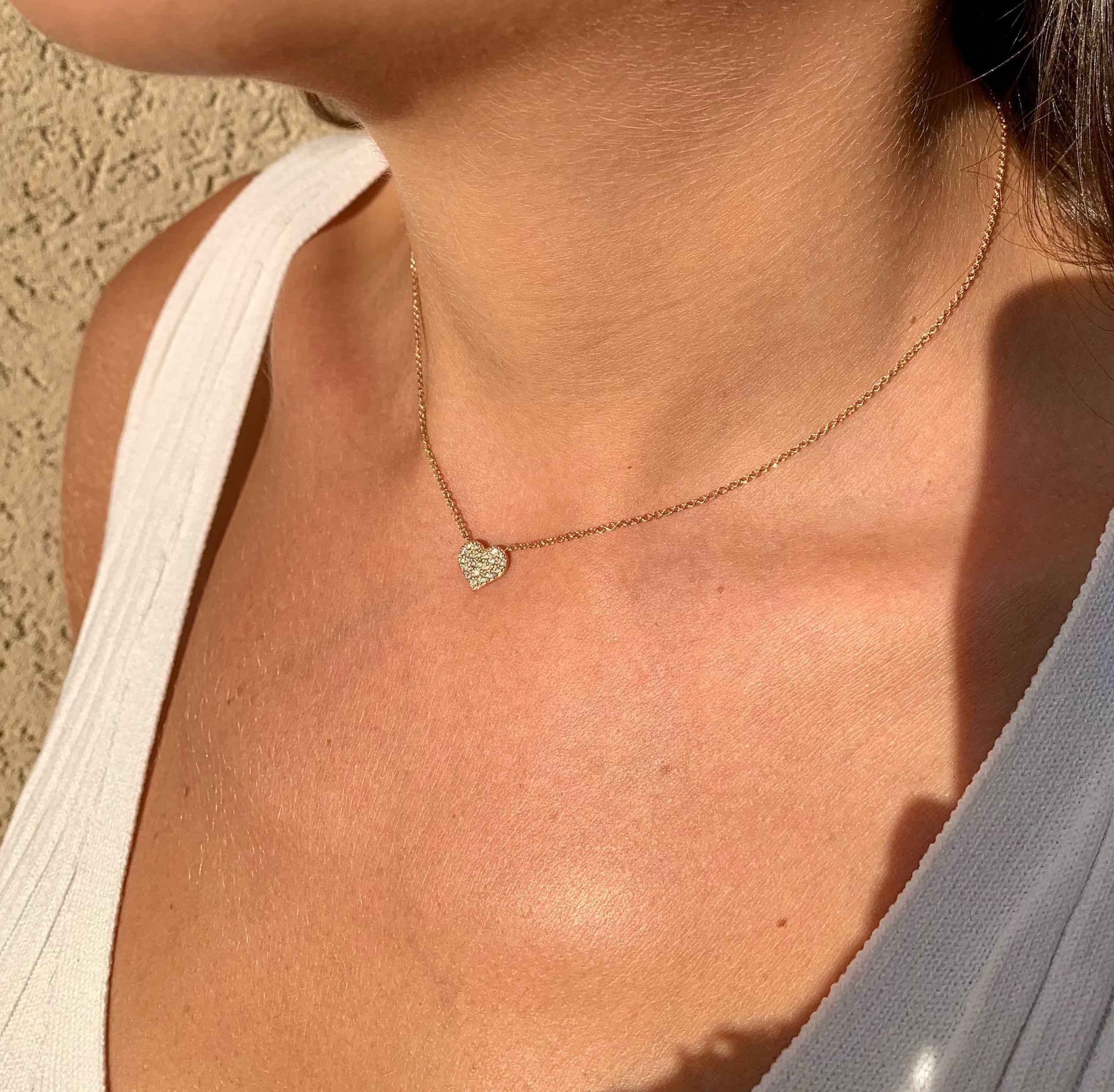 Pave Diamond Heart Necklace
