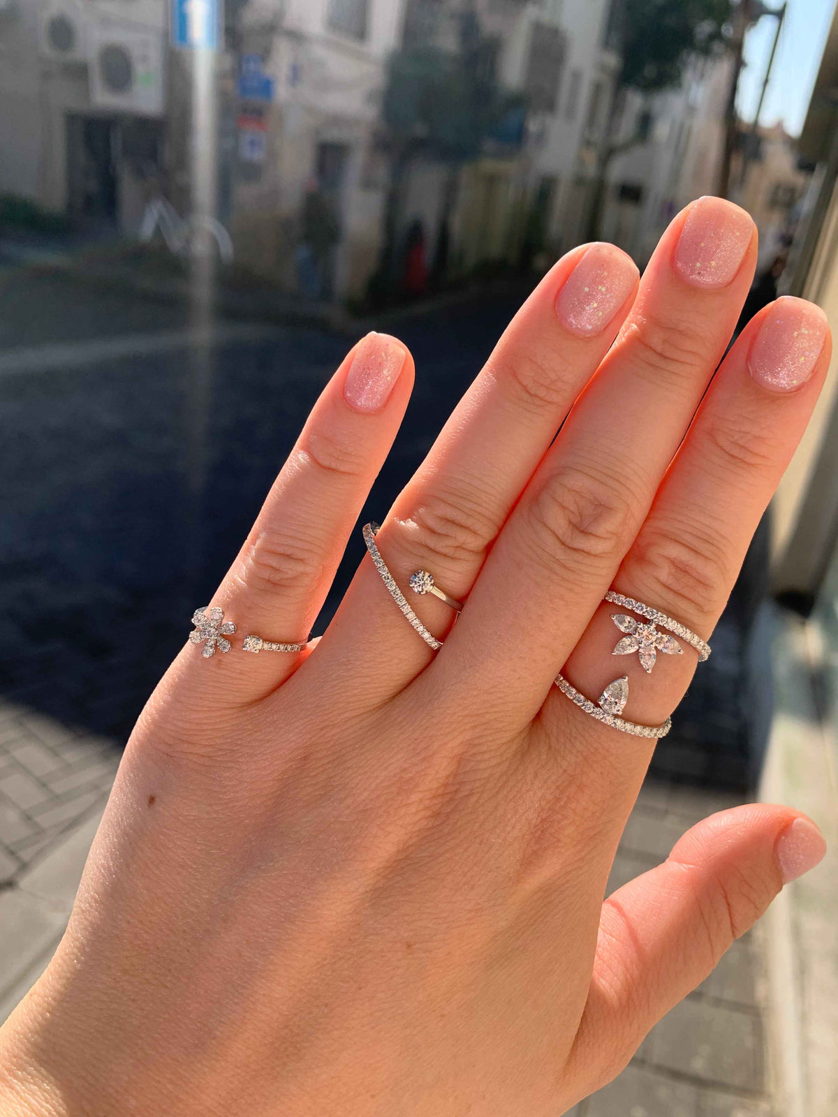 Open Flower Diamond Ring