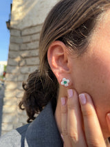 Emerald & Diamond Clover Earrings