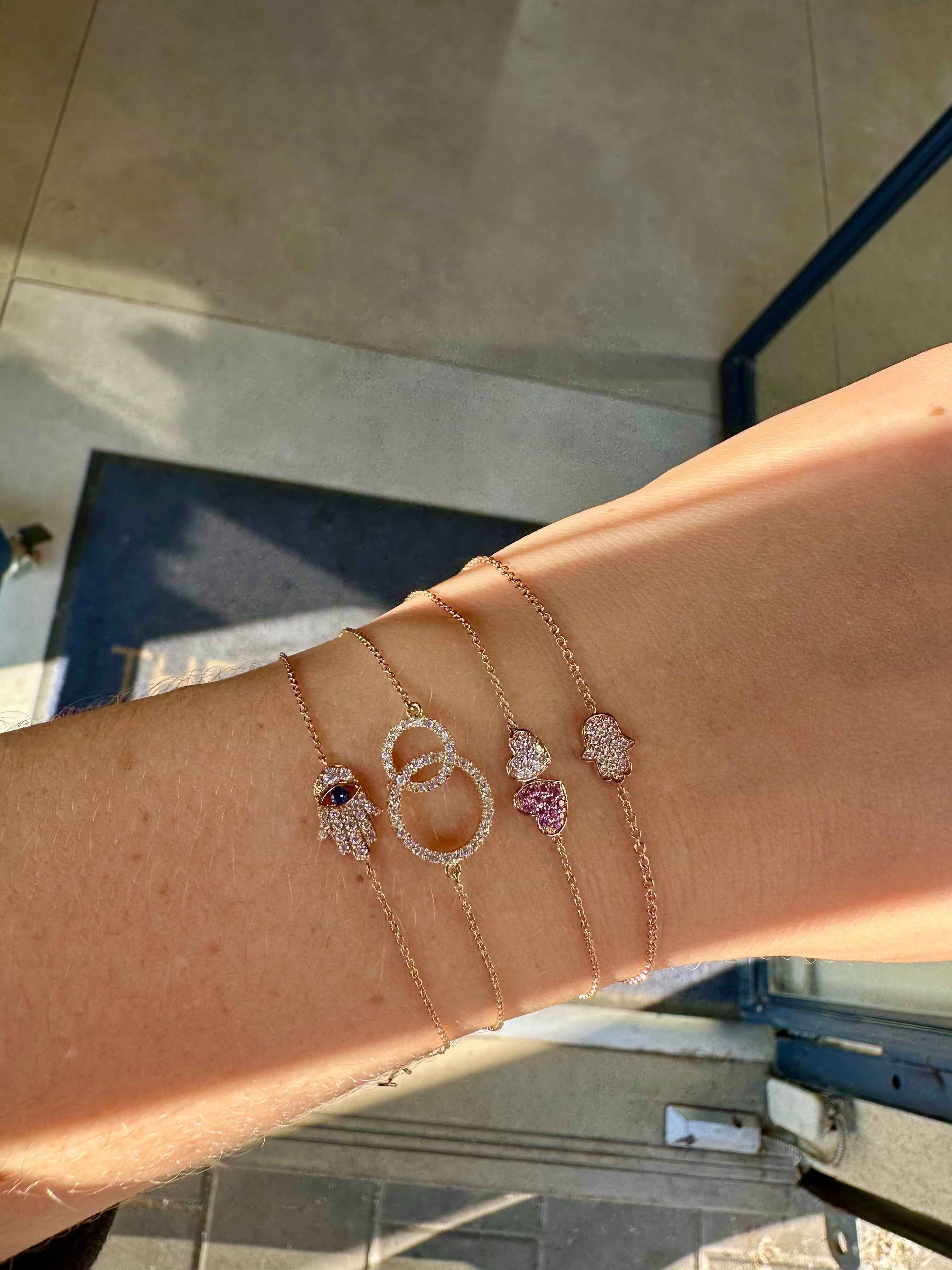 Double Heart Diamond Sapphire Bracelet