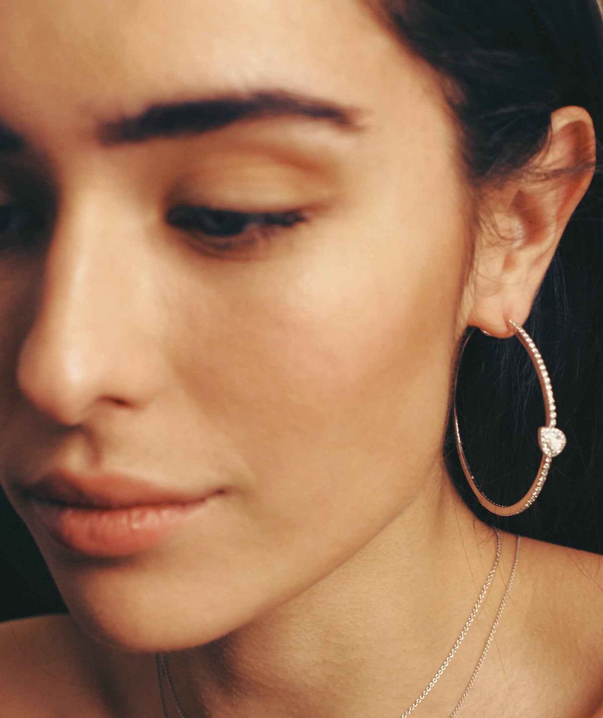 Diamond Pear Shape Halo Hoops