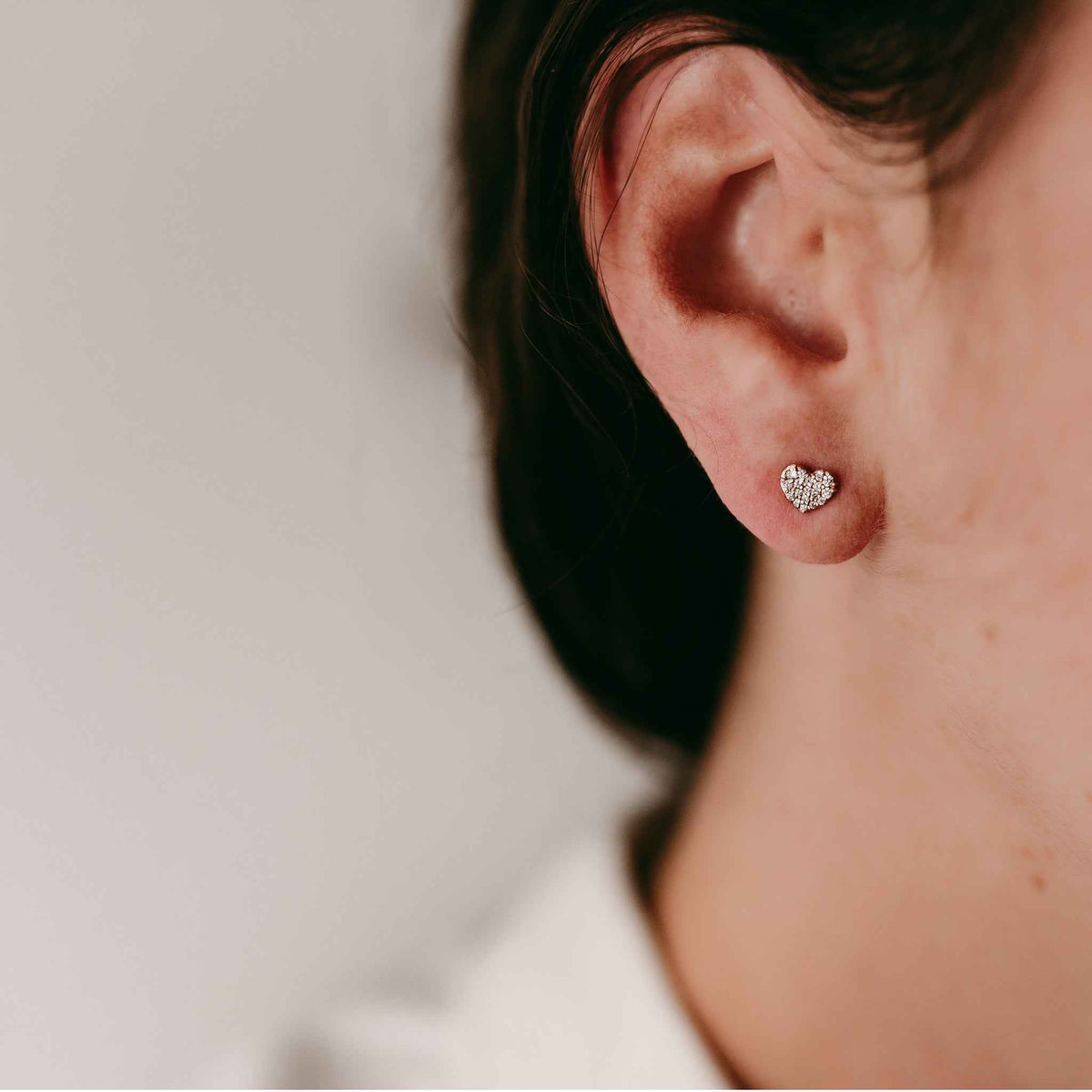 Pavé Heart Stud Earrings