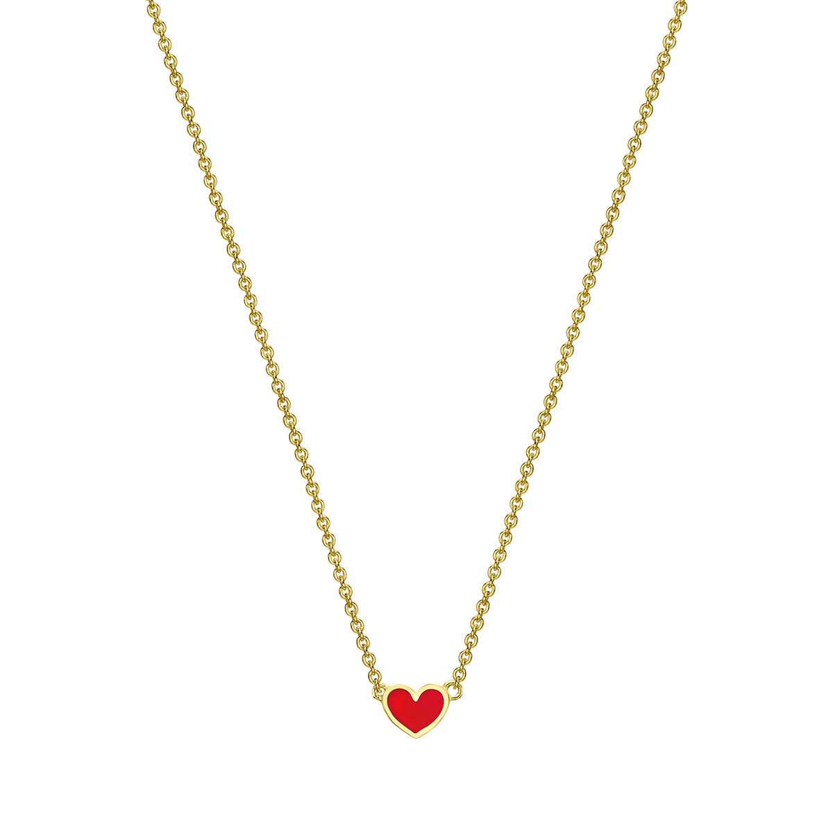 Mini Enamel Heart Necklace yellow gold 18K