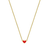 Mini Enamel Heart Necklace yellow gold 18K