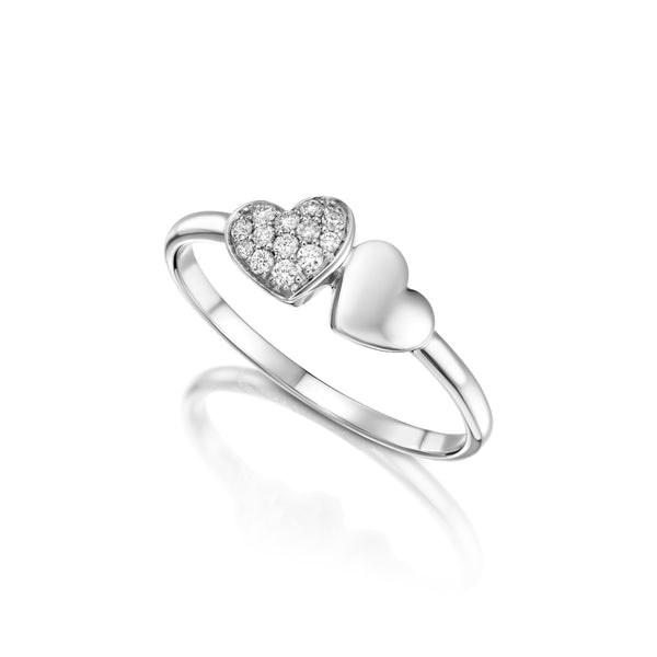 diamond Pave Heart Ring white gold