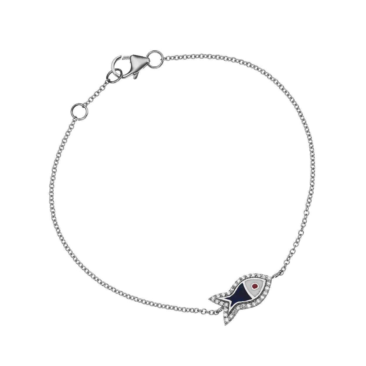 Lucky Diamond Fish Bracelet 18K White Gold Fine Jewelry