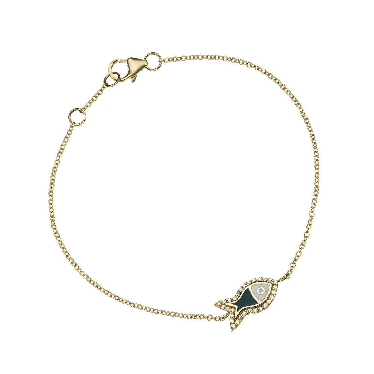 Lucky Diamond Fish Bracelet 18K Gold Fine Jewelry