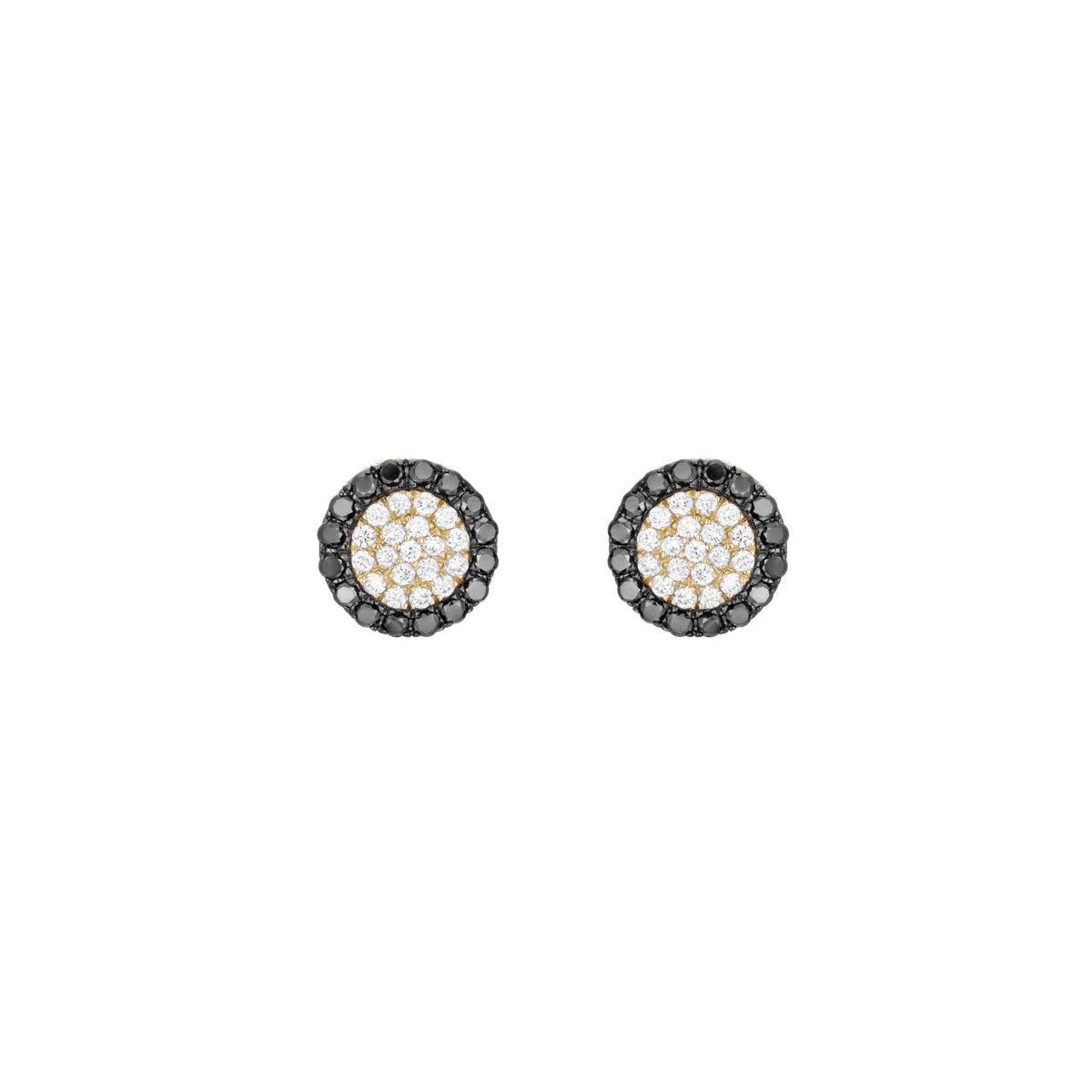 Packshot - Black and White Diamonds Round Pave Earrings 18K Gold