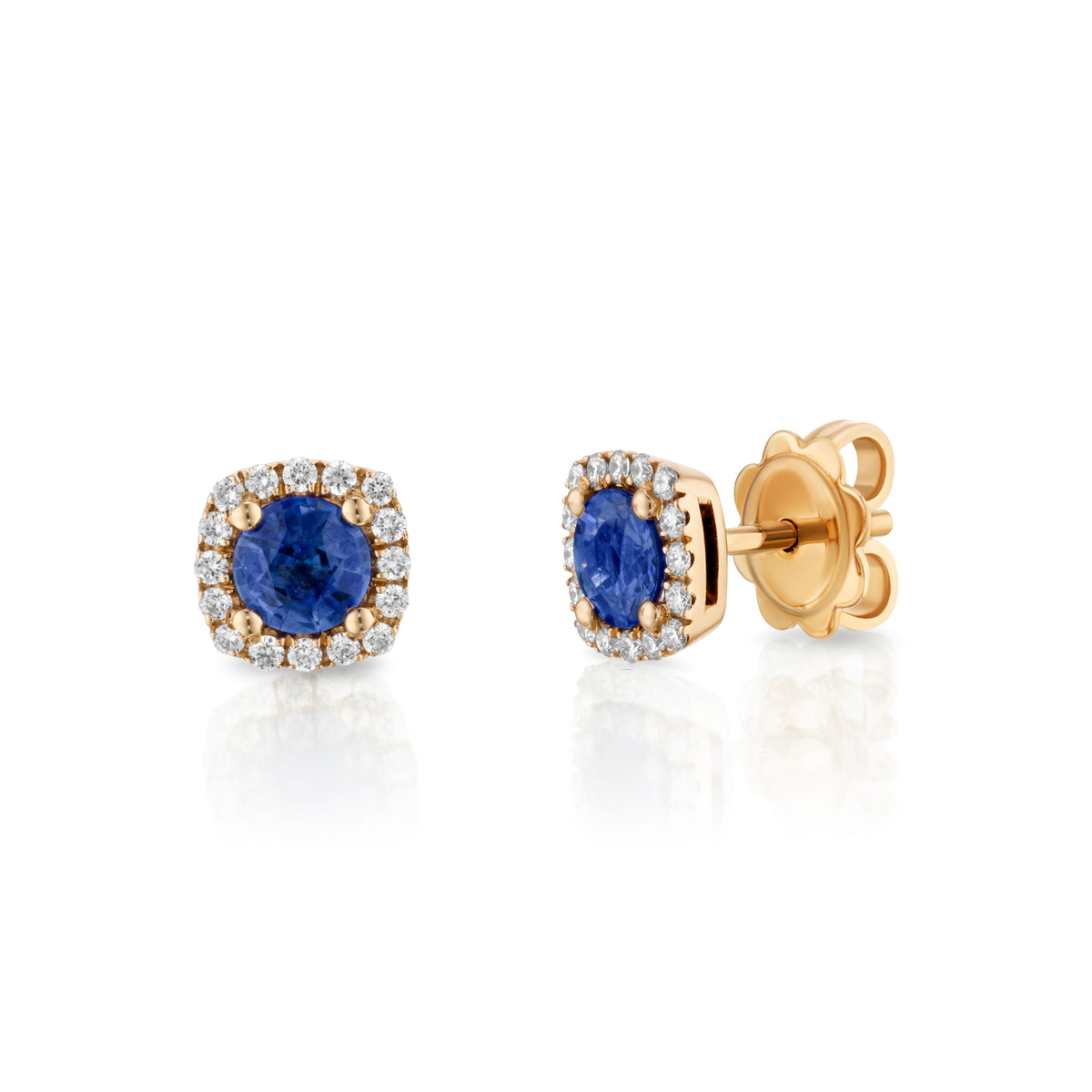 Packshot - Blue Sapphire Diamond Stud Earrings 18K gold