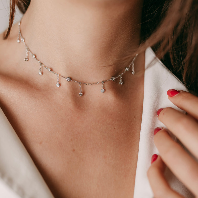 Dancing Diamonds Choker Necklace 18K Gold THE PRIVATE ROOM