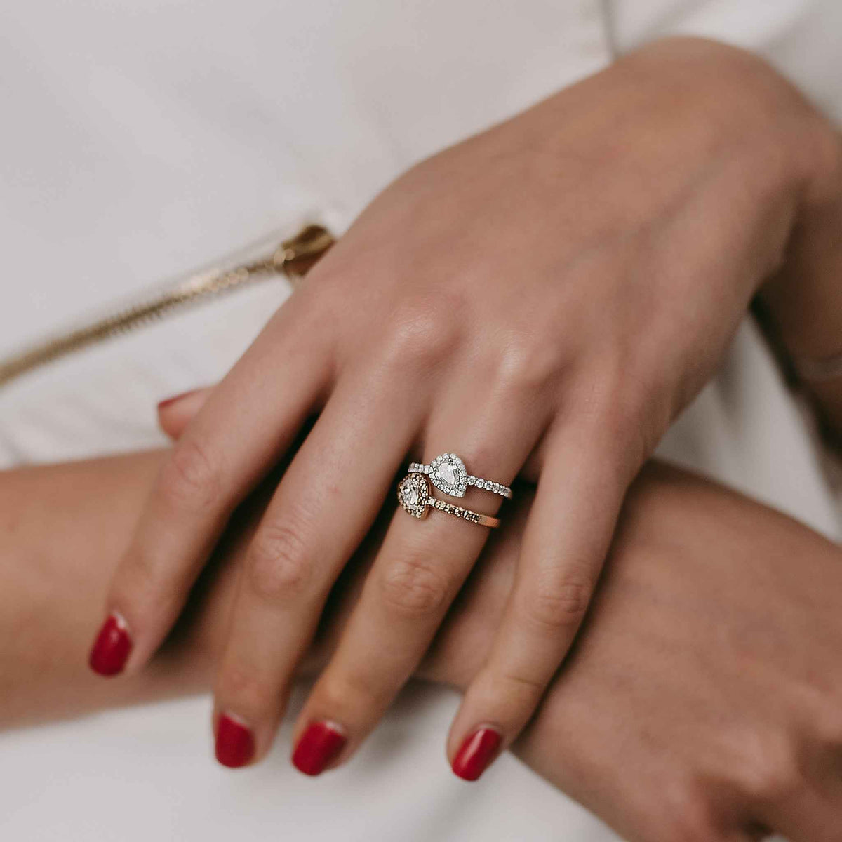 Tilted Pear Shape Diamond Halo Ring