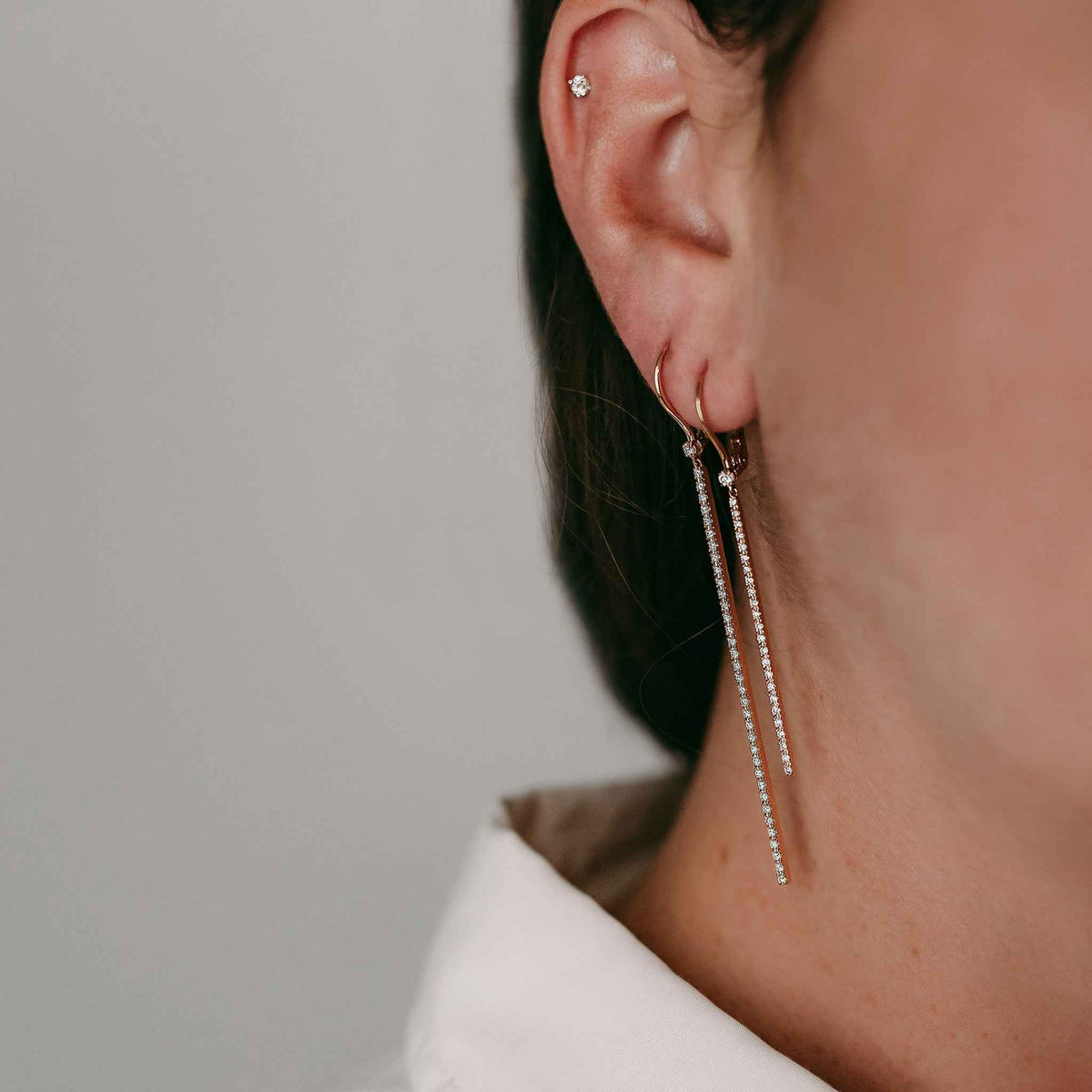Diamond Bar Earrings 5cm